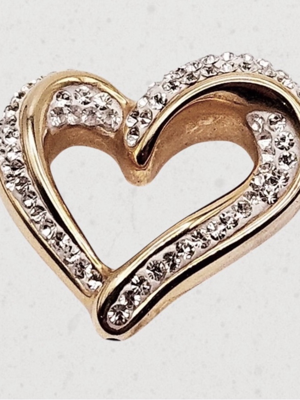 Gold Heart Pendant with Clear Crystals - Women Jewelry